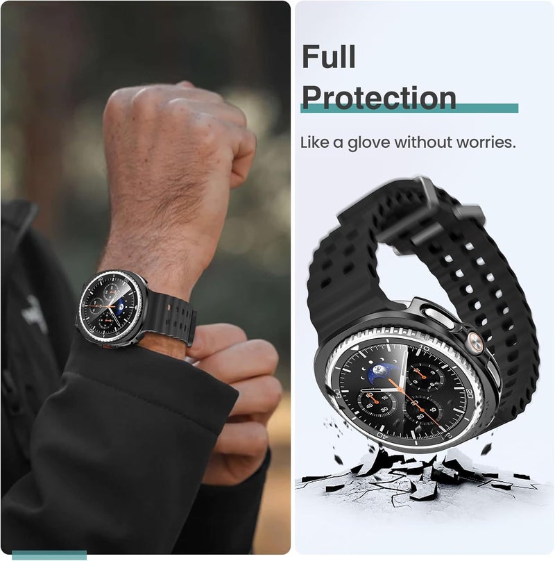 Tensea [5+5Pack for Samsung Galaxy Watch 8 Classic Screen Protector Case 46mm Accessories, Hard PC Bumper/HD Anti-Fog Tempered Glass Protective Film, Face Cover Set for Women Men - Image 5